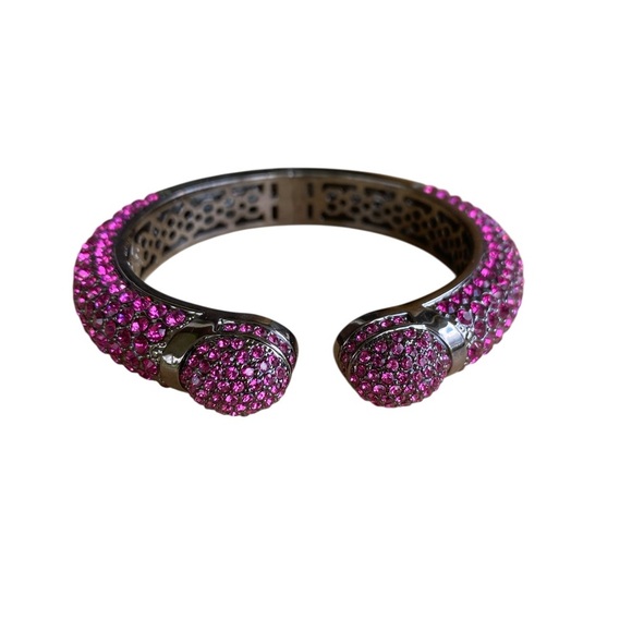 Joan Boyce Vintage Pink Rhinestone Cuff Bracelet - Picture 3 of 5